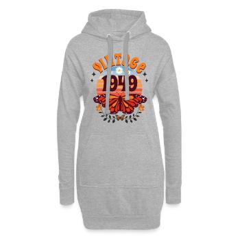 Papillon Année 1949 Femme 75 Ans Anniversaire - Sweat-shirt à capuche long Femme - gris chiné - Devant