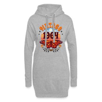 Schmetterling Jahr 1964 Frau 60 Jahre Jubiläum - Hoodie-Kleid - Grau meliert - Vorne