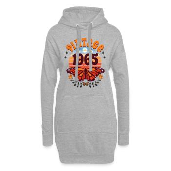 Papillon Année 1965 Femme 60 Ans Anniversaire - Sweat-shirt à capuche long Femme - gris chiné - Devant