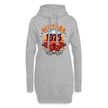 Schmetterling Jahr 1975 Frau 50 Jahre Jubiläum - Hoodie-Kleid - Grau meliert - Vorne