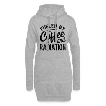 Alimenté par le café et les radiations - Sweat-shirt à capuche long Femme - gris chiné - Devant