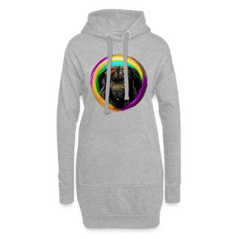 Regenbogen Hund Briard 2 - Hoodie-Kleid - Grau meliert - Vorne