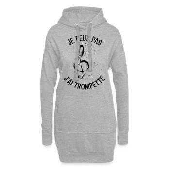 Je peux j'ai trompette. Cadeau Trompette Jazz. - Sweat-shirt à capuche long Femme - gris chiné - Devant