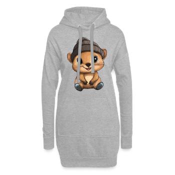 Quokka mignon mignon bébé enfants animal dessin animé - Sweat-shirt à capuche long Femme - gris chiné - Devant