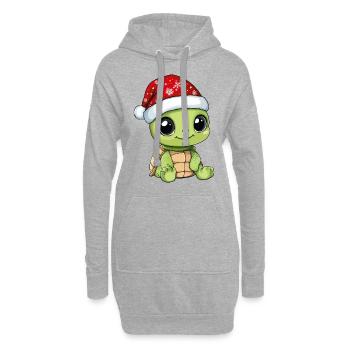 Tortue Noël Mignon Noël mignon - Sweat-shirt à capuche long Femme - gris chiné - Devant