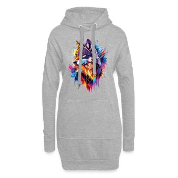 Wolf Wolfskopf Raubtier Wald Natur Wildnis Bunt - Hoodie-Kleid - Grau meliert - Vorne