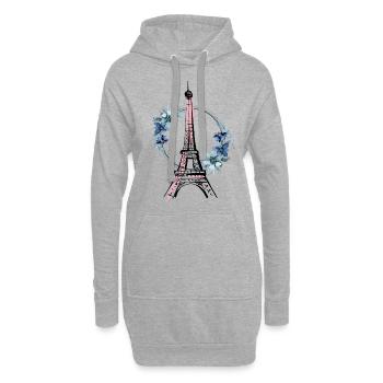 Paris Tour Eiffel France Floral Line Art - Sweat-shirt à capuche long Femme - gris chiné - Devant