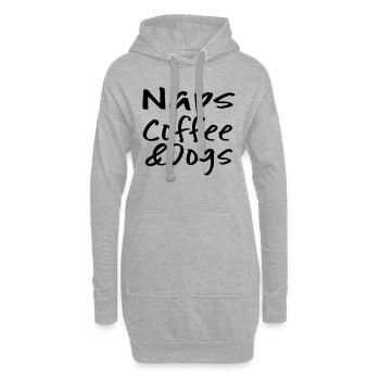 Naps, Café et chiens - Sweat-shirt à capuche long Femme - gris chiné - Devant