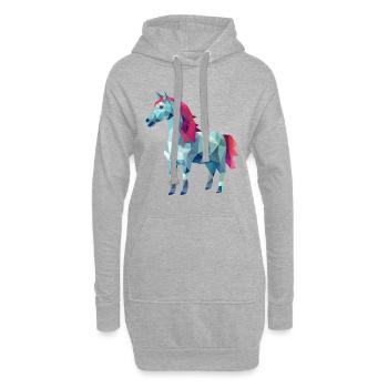 Cheval blanc en design d’art polygonal rose - Sweat-shirt à capuche long Femme - gris chiné - Devant