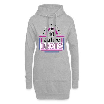 10 Jahre Darts Jubiläum Dartspielerin Darterin - Hoodie-Kleid - Grau meliert - Vorne