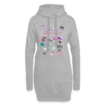 Pretty Doodles : Motifs colorés pour enfants lolli Kita Girl - Sweat-shirt à capuche long Femme - gris chiné - Devant