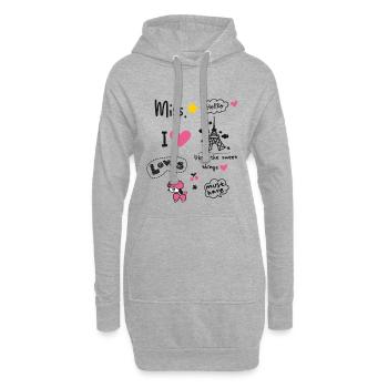 badges paris pink girl love scribble miss cute LOL - Hoodie-Kleid - Grau meliert - Vorne
