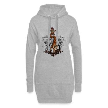 Lustige Giraffe - Hoodie-Kleid - Grau meliert - Vorne