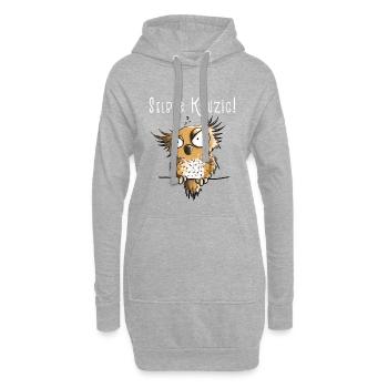 Selber Kauzig Eule Funmotiv Mit Spruch - Hoodie-Kleid - Grau meliert - Vorne
