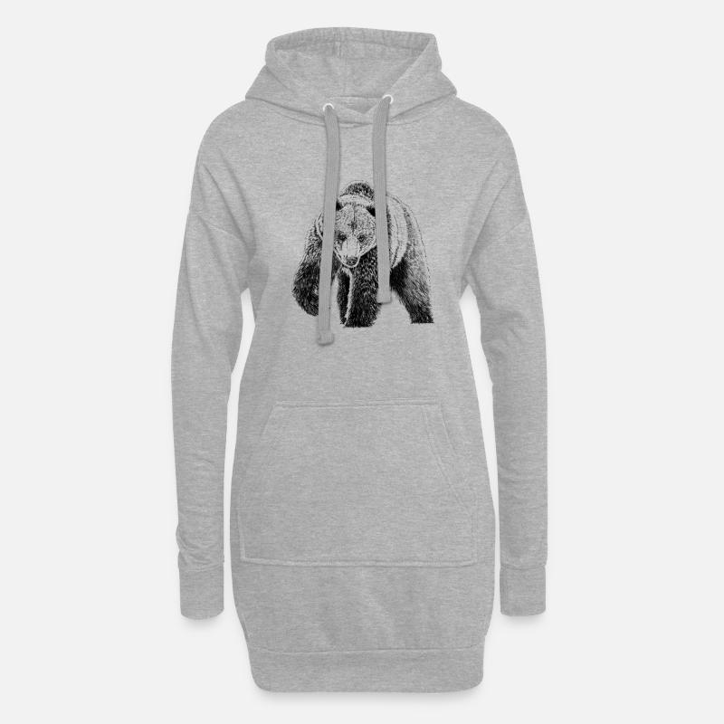 Bär - Hoodie-Kleid - Grau meliert