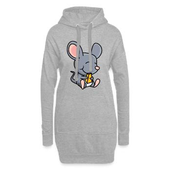 Maus mit Käse - Hoodie-Kleid - Grau meliert - Vorne