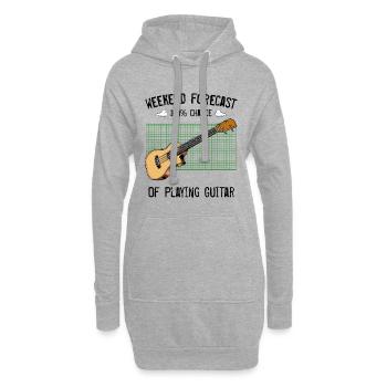 Guitar on green grid - Hoodie Dress - heather grey - Front