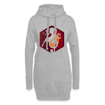 Klarinette - Klarinetten-Spielerin - Hoodie-Kleid - Grau meliert - Vorne