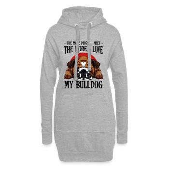 Bulldogkopf Illustration roter Halbkreis - Hoodie-Kleid - Grau meliert - Vorne