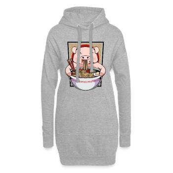 Lustiger Schwein-Nudel-Meister - Hoodie-Kleid - Grau meliert - Vorne