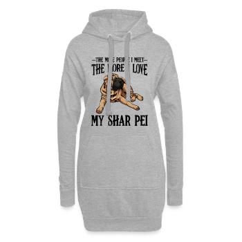 Lässiger Bulldoggen-Lounge-Print Shar Pei - Hoodie-Kleid - Grau meliert - Vorne