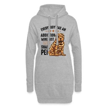 Bulldogge mit Sternen und Text Shar Pei - Hoodie-Kleid - Grau meliert - Vorne