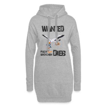 Wanted - Der berüchtigte Fischbrötchen Dieb - Hoodie-Kleid - Grau meliert - Vorne