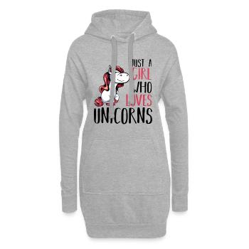 La fille adore la licorne - Sweat-shirt à capuche long Femme - gris chiné - Devant