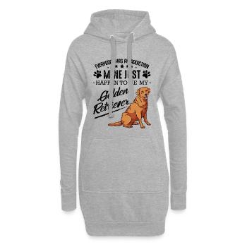 Goldener Retriever Hund auf Schwarz - Hoodie-Kleid - Grau meliert - Vorne