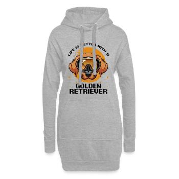 Hund Golden Retriever Taucher mit orangenem Kreis - Hoodie-Kleid - Grau meliert - Vorne