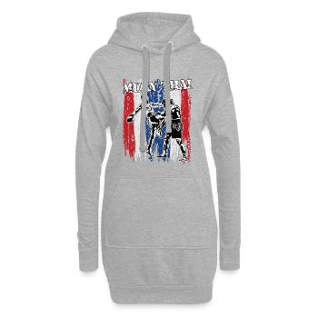 Arts Martiaux Graffiti Design Muay Thai Thaïlande - Sweat-shirt à capuche long Femme - gris chiné - Devant