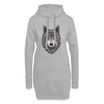 Stolzer Wolfskopf - Hoodie-Kleid - Grau meliert - Vorne