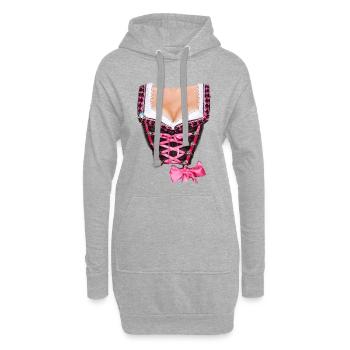 dirndl costume décollet poitrine costume humour fun femme - Sweat-shirt à capuche long Femme - gris chiné - Devant