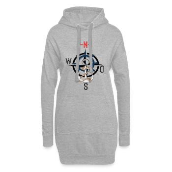 Kompass Anker und Steuerrad - Hoodie-Kleid - Grau meliert - Vorne
