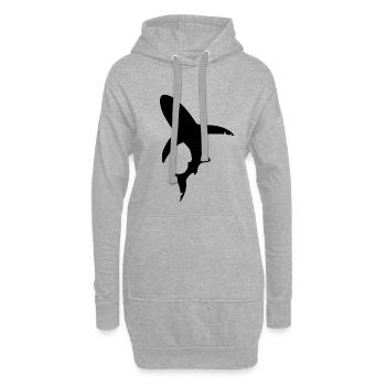 Hai Fisch Silhouette - Hoodie-Kleid - Grau meliert - Vorne