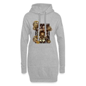 Atemberaubendes Steampunk-Design - Hoodie-Kleid - Grau meliert - Vorne