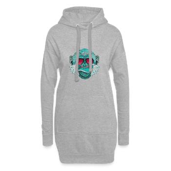 affe mandala tattoo indien dj rap cool music label - Hoodie-Kleid - Grau meliert - Vorne