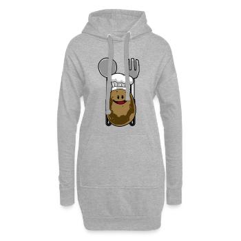 Pommes de terre Cuisiniers Bonnet à cuisine Pommes de terre - Sweat-shirt à capuche long Femme - gris chiné - Devant