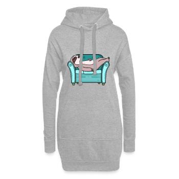 la paresse - Sweat-shirt à capuche long Femme - gris chiné - Devant