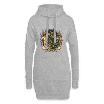 Dartboard Flammen Geschenkidee - Hoodie-Kleid - Grau meliert - Vorne