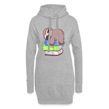 Faultier Buch Bücher lesen - Hoodie-Kleid - Grau meliert - Vorne