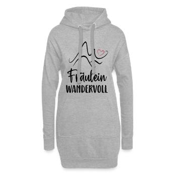 Fräulein Wandervoll Wandern Zubehör Herz Alpen - Hoodie-Kleid - Grau meliert - Vorne