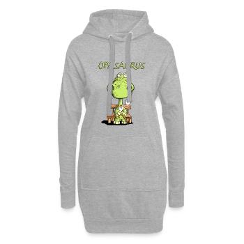 Opa Saurus I Dinosaurier I Großvater - Hoodie-Kleid - Grau meliert - Vorne