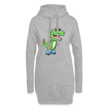 Patinage en ligne dinosaures - Sweat-shirt à capuche long Femme - gris chiné - Devant