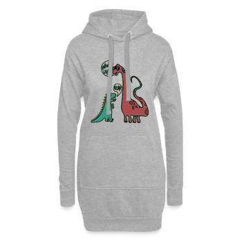 Dinosaures Tyrannosaurus et Brachiosaurus - Sweat-shirt à capuche long Femme - gris chiné - Devant