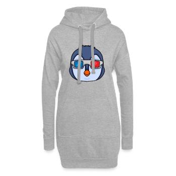 Pingouin avec 3 lunettes - Sweat-shirt à capuche long Femme - gris chiné - Devant