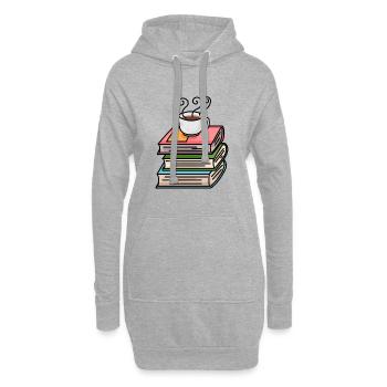 Coffee and books - Hoodie Dress - heather grey - Front