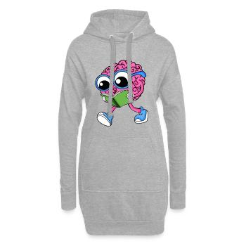 Cerveau en lecture - Sweat-shirt à capuche long Femme - gris chiné - Devant