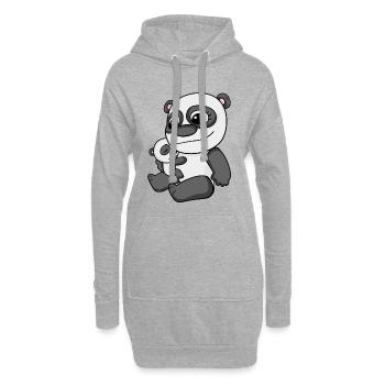 Panda mit Baby - Panda mit Kind - Hoodie-Kleid - Grau meliert - Vorne