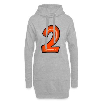 2 rouge - Sweat-shirt à capuche long Femme - gris chiné - Devant